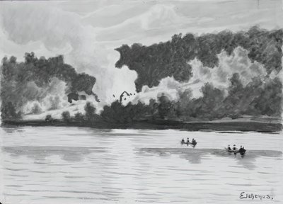 फायर सीन फ्रॉम ईस्ट लाइम, कनेक्टिकट, 1900। द्वारा लुई मिशेल एल्सहेमियस
