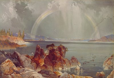 येलोस्टोन लेक, c.1875 (क्रोमोलिथोग्राफ) द्वारा लुइस प्रांग