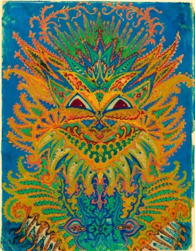 बहुरूपदर्शक बिल्लियाँ: नीले रंग पर बिल्ली का पैटर्न द्वारा Louis Wain