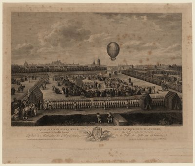 26 अगस्त, 1785, 1785 को लिले से चढ़ते हुए जीन-पियरे ब्लैंचर्ड का गुब्बारा द्वारा लुई वट्टौ