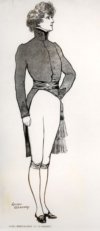 एडमंड रोस्टैंड द्वारा त्रासदी में सारा बर्नहार्ट (1844-1923) एल'एग्लॉन के रूप में (1868-1918) 1901 (उत्कीर्णन) (बी/डब्ल्यू फोटो) द्वारा लुईस एबेमा