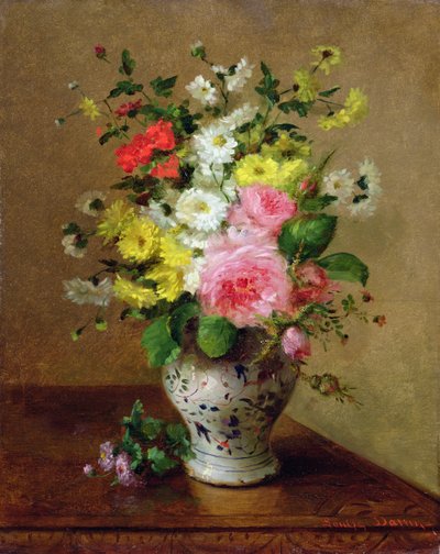 फूलदान में फूल के साथ फिर भी जीवन, c.1866 द्वारा Louise Darru