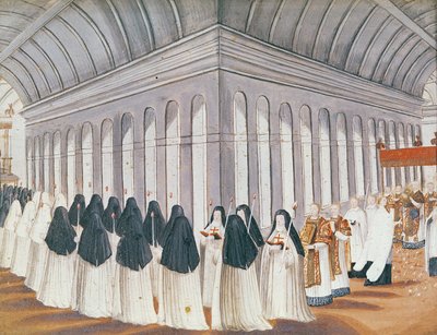 Of l&39;Abbaye de Port-Royal ’से clo7 में पवित्र संस्कार का जुलूस, c.1710 द्वारा लुईस मदेलेने कोचीन