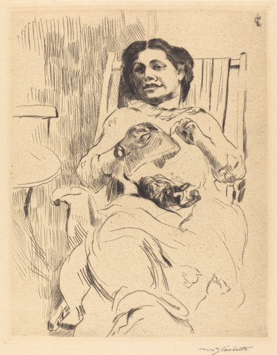 सुई के काम वाली महिला, 1912। द्वारा लोविस कोरिंथ