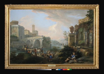 पोंटे रोटो के साथ Capriccio, c.1714 (कैनवास पर तेल) द्वारा लुका कारलेवरिस