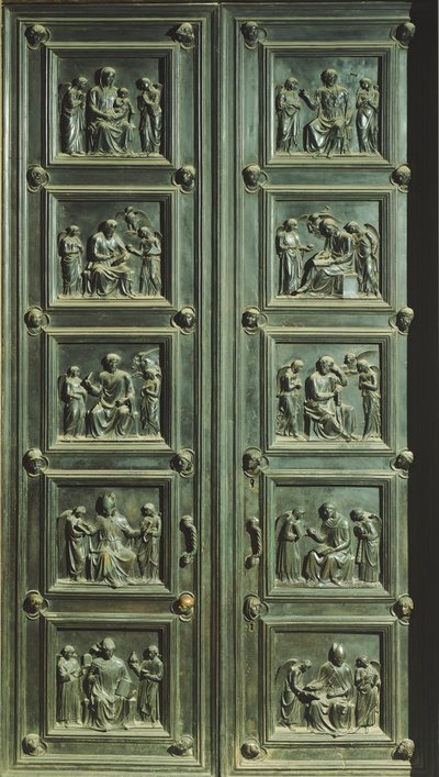 लुका डेला रोबिया (लगभग 1400-1482) (यूनेस्को विश्व विरासत) द्वारा इटली, फ्लोरेंस, चर्च ऑफ सांता मारिया डेल फिओर, जनता की पवित्रता का द्वार द्वारा लुका डेला रोबिया