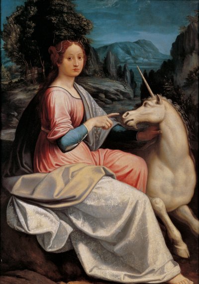 लेडी एंड द यूनिकॉर्न, 1534-1540। द्वारा Luca Longhi