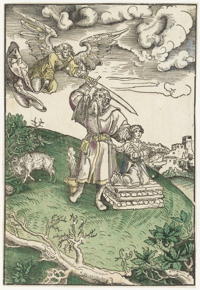 अब्राहम ने अपने बेटे इसहाक की बलि दी द्वारा Lucas Cranach