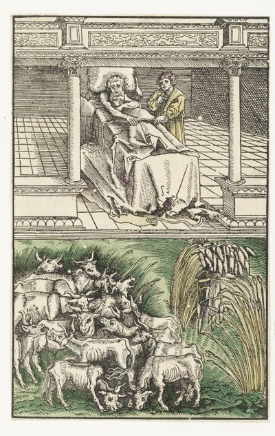 यूसुफ ने फिरौन के सपनों का अर्थ बताया द्वारा Lucas Cranach
