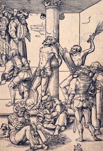 पैशन ऑफ क्राइस्ट: द स्कोर्जिंग, लुकास क्रैनाच द एल्डर (1472-1553), वुडकट द्वारा द्वारा लुकास द एल्डर क्रैनाच