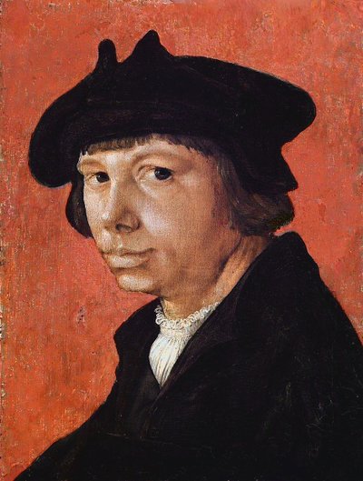 सेल्फ़-पोर्ट्रेट - लुकास वैन लेडेन द्वारा पेंटिंग (1489/94-1533) (लुकास डी लेयडे, लुकास ह्यूघेंज़ या लुकास जैकब्स) - 1525-1526 - लकड़ी पर तेल - 28.9x21.4 सेमी - हर्ज़ोग एंटोन उलरिच संग्रहालय, ब्राउनश्वेग द्वारा लुकास वैन लेडेन