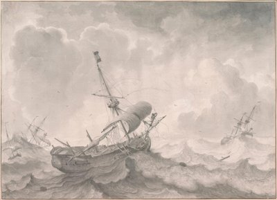 L.Backhuysen, तूफानी समुद्र पर जहाज द्वारा लुडोल्फ बैकहुइसन
