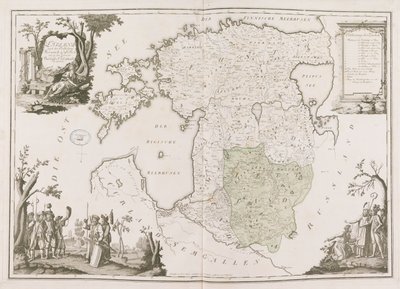 एस्टोनिया और लातविया का सामान्य नक्शा। एटलस डे ला लिवोनी, 1798। द्वारा लुडविग अगस्त वॉन मेलिन