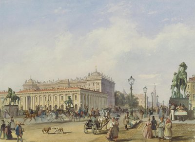 सेंट पीटर्सबर्ग में एनिचकोव ब्रिज, 1847 द्वारा लुडविग फ्रांज कार्ल बोन्स्टेड्ट