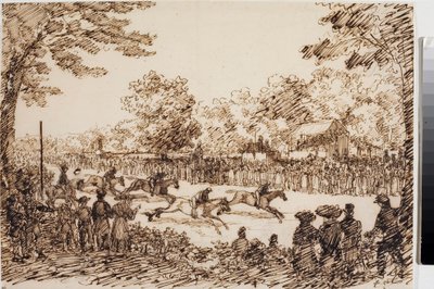 घुड़दौड़ (शायद सैन जियोवानी और फ्लोरेंस का पर्व) (स्याही, c.1825) द्वारा लुइगी गैरीबो