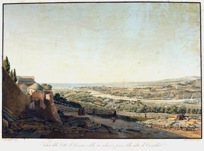 सड़क से कैमलडोली (Etching .) तक जेनोआ और आसपास का दृश्य द्वारा लुइगी गैरीबो