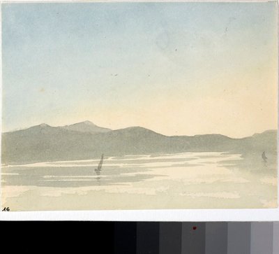 भोर में एक झील का दृश्य (वाटरकलर, c.1825) द्वारा लुइगी गैरीबो