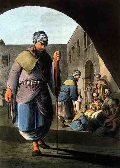 ए मैरोनाइट मॉन्क एंड पिलग्रिम्स, 'व्यूज़ ऑफ़ फ़िलिस्तीन' खंड II से, आर बॉयर हिस्टोरिक गैलरी, लंदन द्वारा प्रकाशित द्वारा लुइगी मेयर