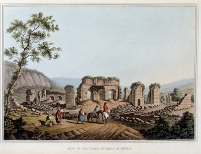 इफिस में डायने (आर्टेमिस) के मंदिर के खंडहर, जो पहले ग्रीस का प्राचीन शहर था, आज तुर्की में है। लुइगी मेयर, लंदन द्वारा लिए गए मूल चित्रों से "" ओटोमन डोमिनियन में, यूरोप में, एशिया में और कुछ भूमध्यसागरीय द्वीपों में दृश्य"" में द्वारा लुइगी मेयर