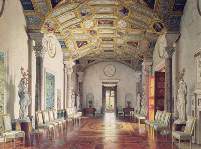 1859 के Tsarskoye Selo में कैथरीन पैलेस में ग्रेट अगेट हॉल, (कागज पर डब्ल्यूसी सफेद रंग) द्वारा लुइगी प्रेमाज़ी
