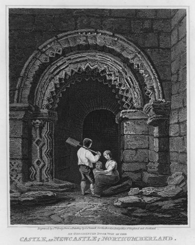 कैसल में एक अलंकृत द्वार, न्यूकैसल, नॉर्थम्बरलैंड (उत्कीर्णन) में द्वारा ल्यूक (बाद) क्लेनेल