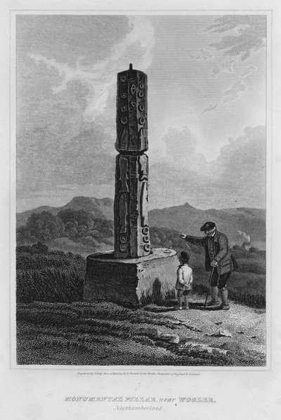 स्मारक स्तंभ, वूलर के पास, नॉर्थम्बरलैंड (उत्कीर्णन) द्वारा ल्यूक (बाद) क्लेनेल