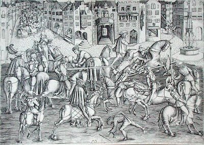 टूर्नामेंट, c.1500 (उत्कीर्णन) द्वारा एमजेड मास्टर