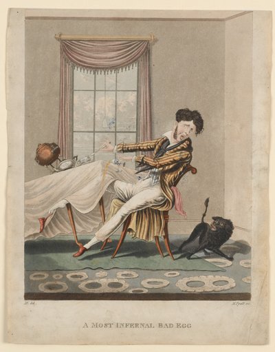 मोस्ट इंफ़र्नल बैड एग, एच। पयाल द्वारा बनाया गया प्रिंट, c.1825 (हाथ से रंगा हुआ उत्कीर्ण) द्वारा एम। एगर्टन