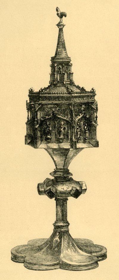 कॉपर गिल्ट pyx, मध्य 15 वीं शताब्दी, 1881। द्वारा एम सुलिवन