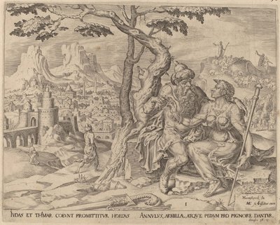 यहूदा ताम्र को प्रतिज्ञा दे रहा है द्वारा Maarten van Heemskerck