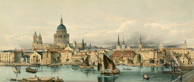 थेम्स नदी पर नावें और सेंट पॉल कैथेड्रल, लंदन शहर, 1850 का दशक द्वारा मैकलुरे