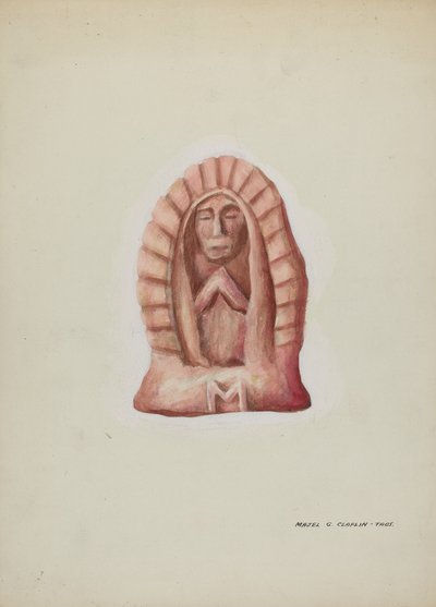 पत्थर में कटी ग्वाडालूप की छोटी मूर्ति, c. 1937. द्वारा माजेल जी. क्लाफलिन