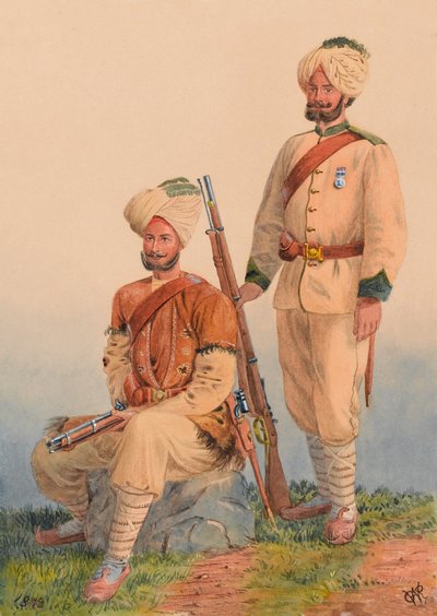 जनरल रॉबर्ट्स सिख ऑर्डरली, देवा सिंह और देहन सिंह, तीसरा पंजाब फ्रंटियर फोर्स द्वारा मेजर जनरल आरजी वुडथोरपे