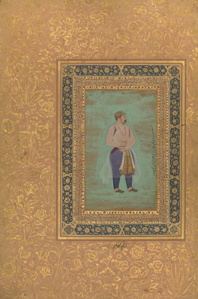 रेक्टो: प्रिंस डेनियल का पोर्ट्रेट, शाहजहाँ एल्बम से फोलियो, रेक्टो: 16वीं शताब्दी के अंत में। द्वारा मनोहर