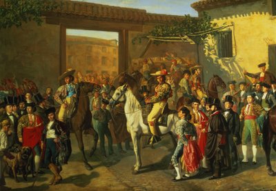 बुलफाइट, मैड्रिड, 1853 (विस्तार) से पहले बुलरिंग द्वारा एक आंगन में घोड़े द्वारा मैनुअल कैस्टेलानो