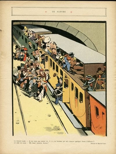 Le Rire, 03/09/10 में मार्सेल कैपी (1865-1941) का चित्रण - व्यंग्य - वास्तुकला शहरी योजना, ट्रेन रेलवे, पुल द्वारा मार्सेल अमाबल ओएल कैपी