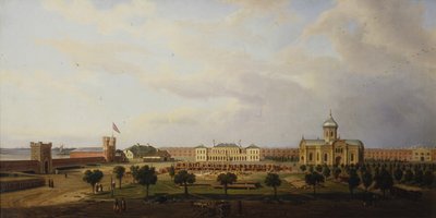 इवांगोरोड किले का आंतरिक दृश्य, 1846 द्वारा मार्सिन ज़ेल्स्की
