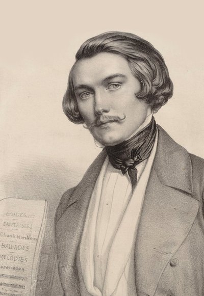 पियानोवादक और संगीतकार अल्फ्रेड क्विडेंट का पोर्ट्रेट 1815-1893, c. 1840 द्वारा मेरी अलेक्जेंड्रे मेंट अलोपे