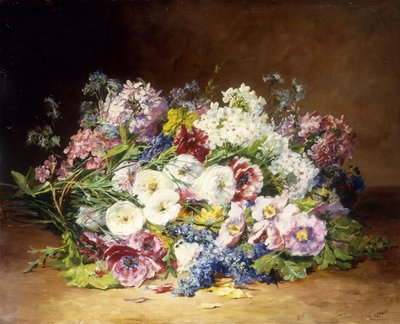 मिश्रित फूलों का एक शानदार गुलदस्ता, c.1861 द्वारा Marie Therese Lemaire