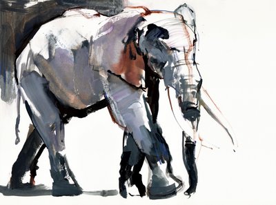अफ्रीकी हाथी, 2012, (कागज पर मिश्रित मीडिया) द्वारा मार्क एडलिंगटन