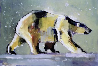 आइस बीयर, 1998 (कागज पर मिश्रित मीडिया) द्वारा Mark Adlington