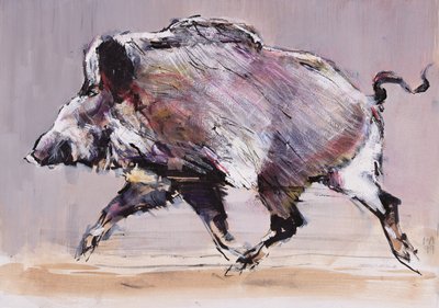 रनिंग बोअर, 1999 (कागज पर मिश्रित मीडिया) द्वारा मार्क एडलिंगटन