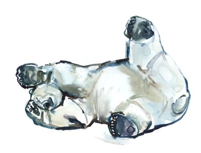 स्नो रब (ध्रुवीय भालू), 2013 (कागज पर वाटर कलर और गौचे) द्वारा मार्क एडलिंगटन