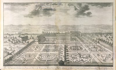 जोन्हास किप (c.1652-1722) पब द्वारा उत्कीर्ण बर्ड्स आइन्स ऑफ द गार्डन ऑफ केंसिंग्टन पैलेस। जे। स्मिथ द्वारा, 1724 द्वारा मार्क एंथोनी Hauduroy