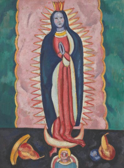 ग्वाडालूप का वर्जिन, c.1918-19 (कागज पर तेल और लकड़ी का कोयला) द्वारा मार्सडेन हार्टले