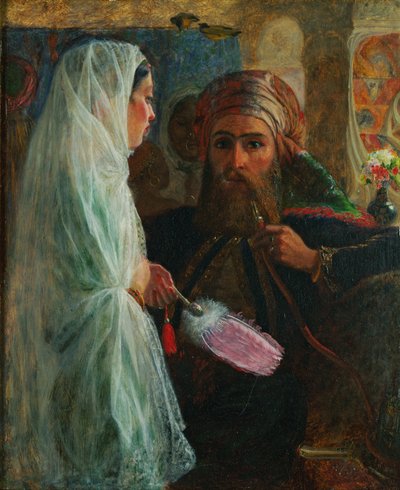 हुक्का स्मोकर (बोर्ड पर रखा कैनवास पर तेल) द्वारा Marshall Claxton