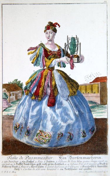 सॉफ्ट फर्निशर की पत्नी, c.1735 (रंग उत्कीर्णन) द्वारा मार्टिन एंजेलब्रेट
