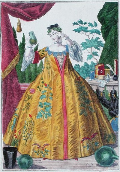 डॉक्टर की पत्नी, c.1735 (रंगीन उत्कीर्णन) द्वारा मार्टिन एंजेलब्रेट