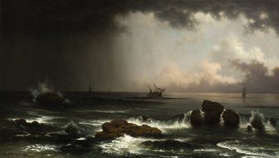 1863 में डूबते जहाज के साथ तटीय दृश्य द्वारा Martin Johnson Heade