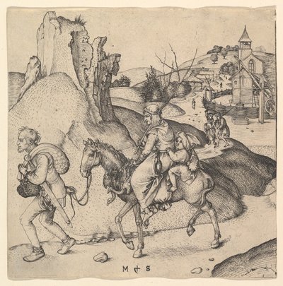 किसान परिवार बाजार जा रहा है, ca. 1435-1491। द्वारा मार्टिन शॉन्गॉउर